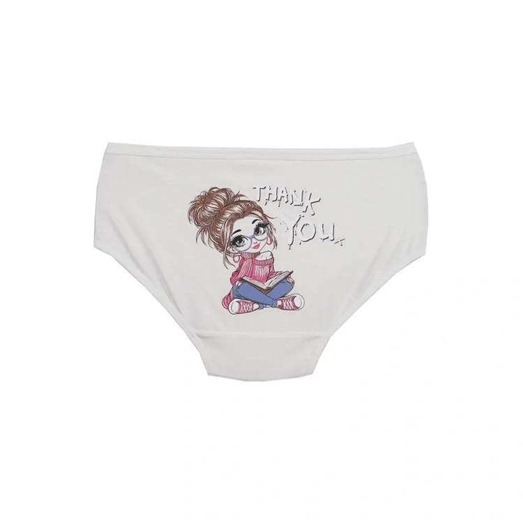 شورت زنانه اسلیپ نخی طرح نشسته کتاب به دست بانوسایز XL