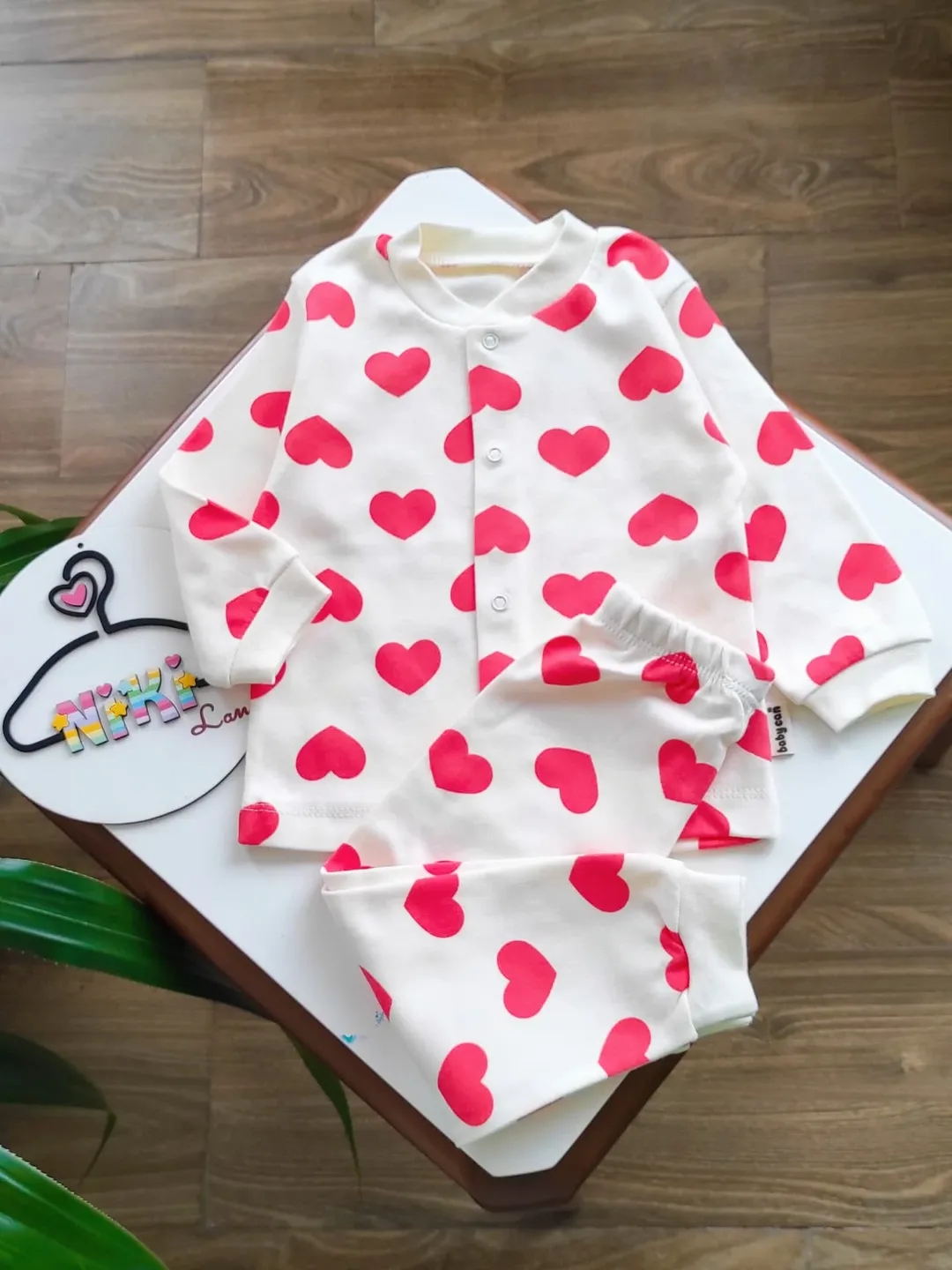 ست بلوز شلوار قلبی ترک نخ پنبه برند babycan