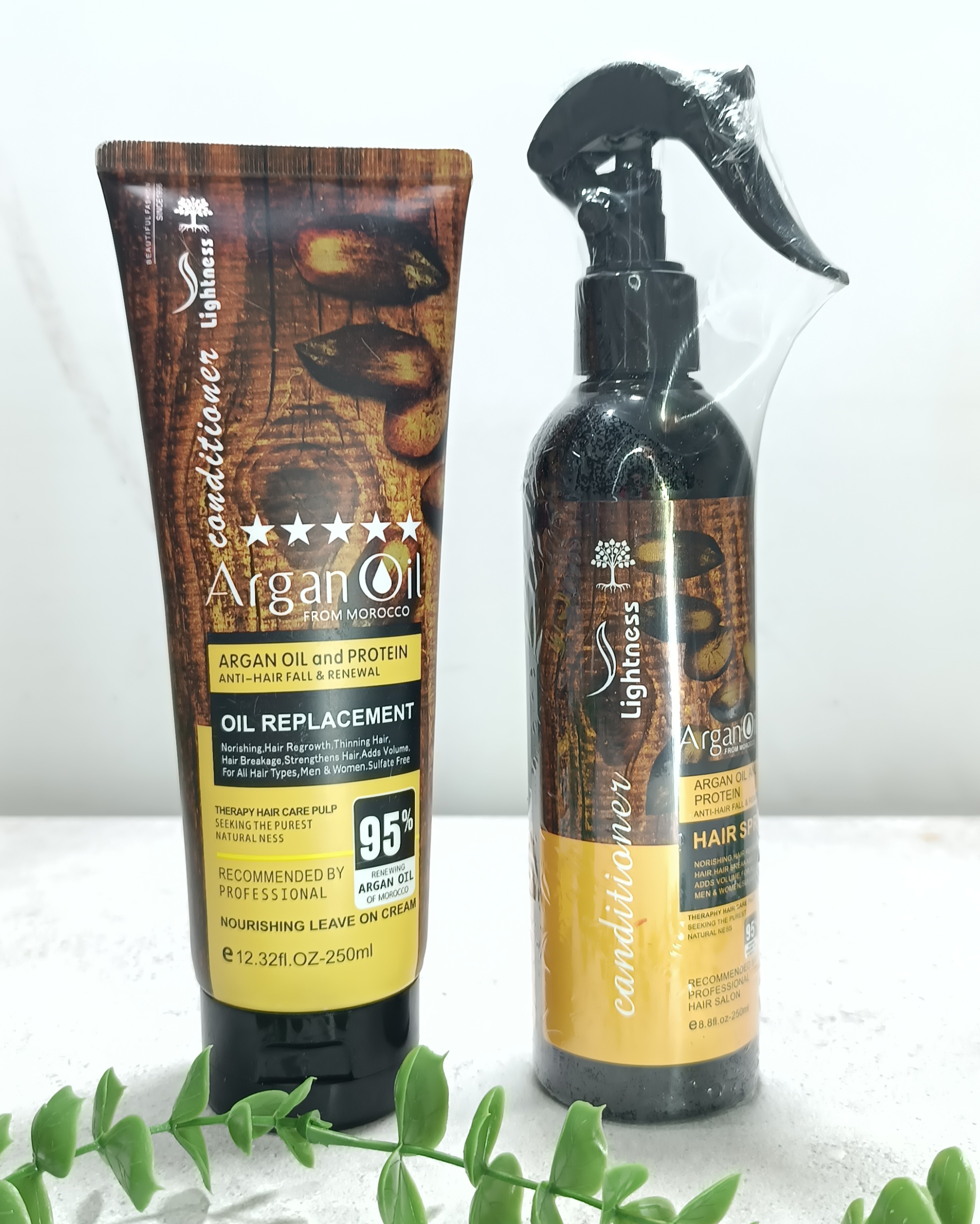پک 2 عددی اسپری دو فاز گره باز کن مو و ماسک مو آرگان  لایتنس بعد از حمام