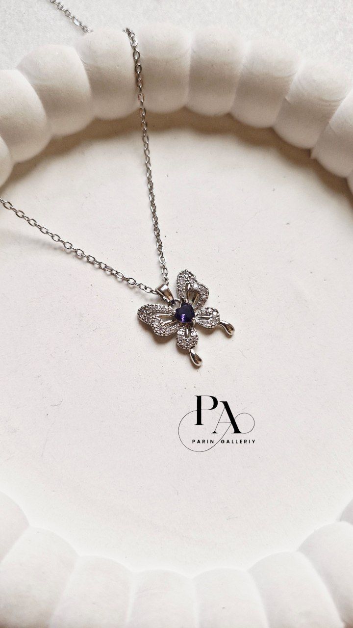 گردنبند پروانه فول نگین 🦋✨️