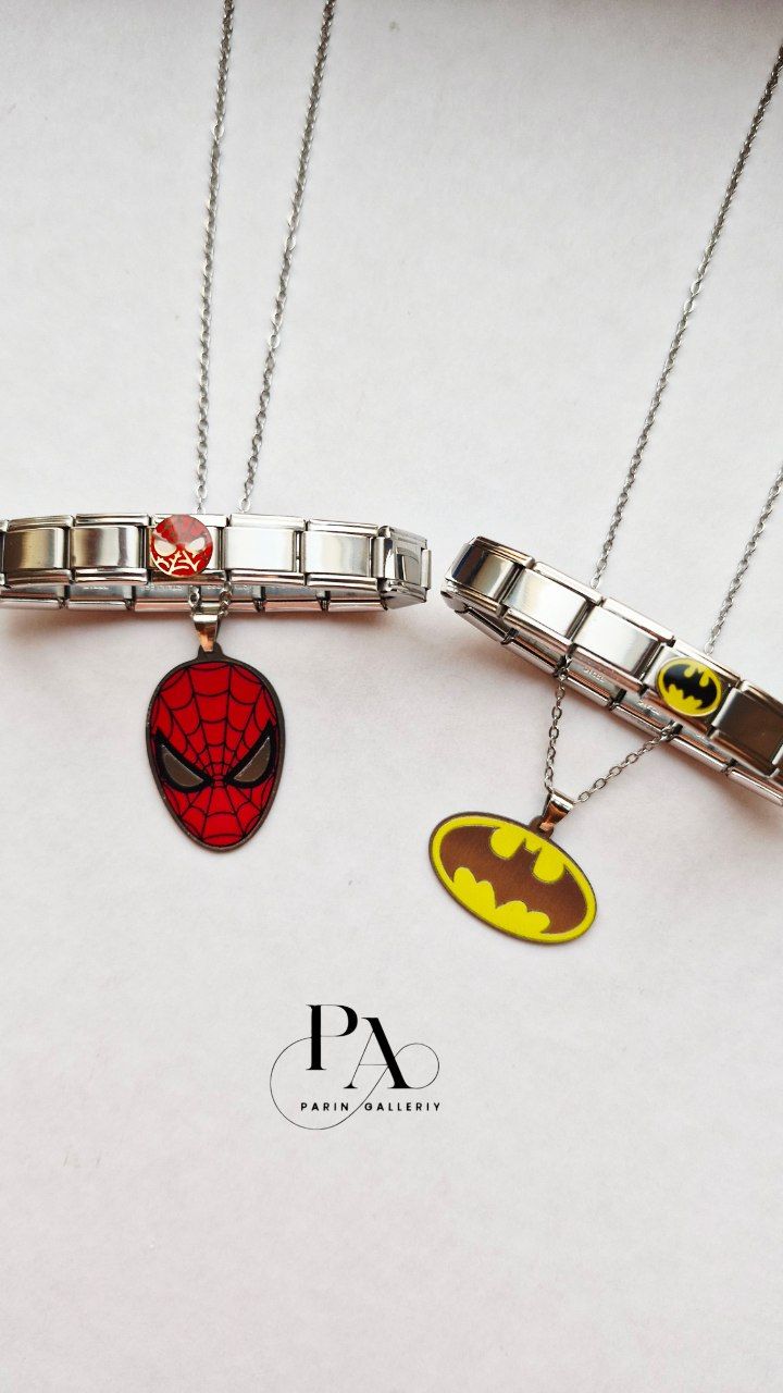 ست گردنبند و دستبند اسپایدر من و بتمن 🕸🦇🕷💛❤️