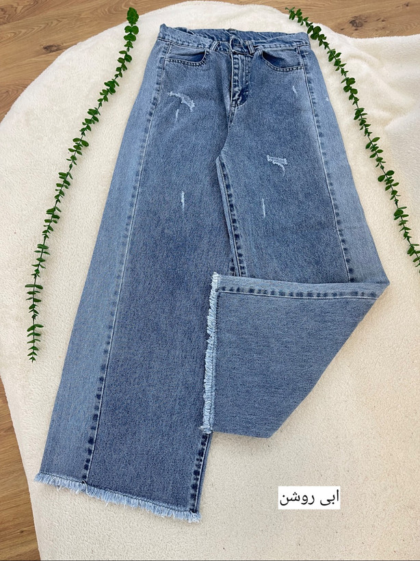 شلوار جین زنانه شافل بغل سنگشور جنس جین ترک دارای سایز بندی