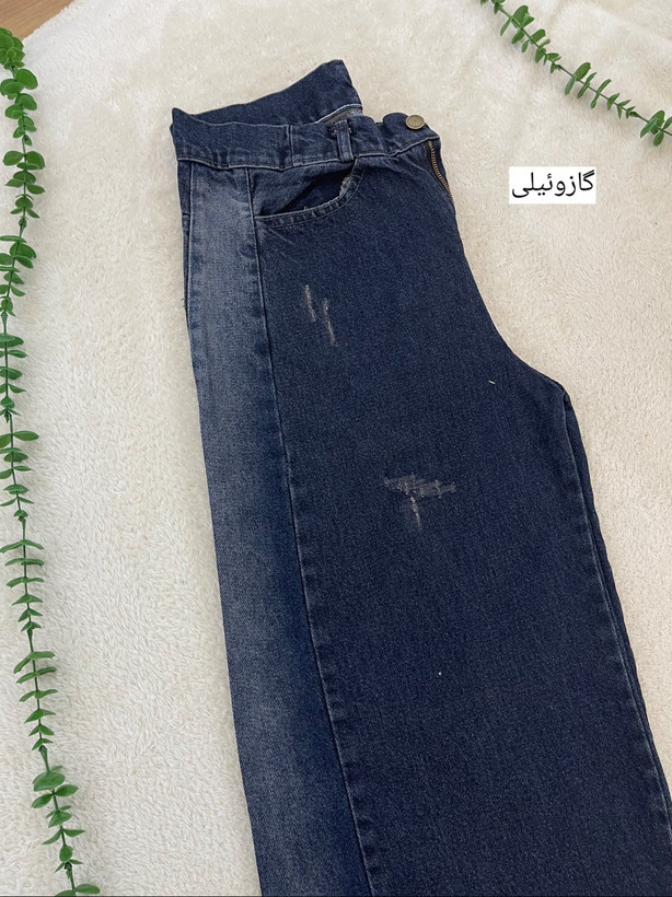 شلوار جین زنانه شافل بغل سنگشور جنس جین ترک دارای سایز بندی