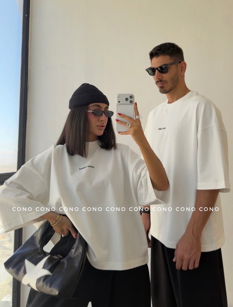 تیشرت باکسی cono label جنس سوپر پنبه فری سایز