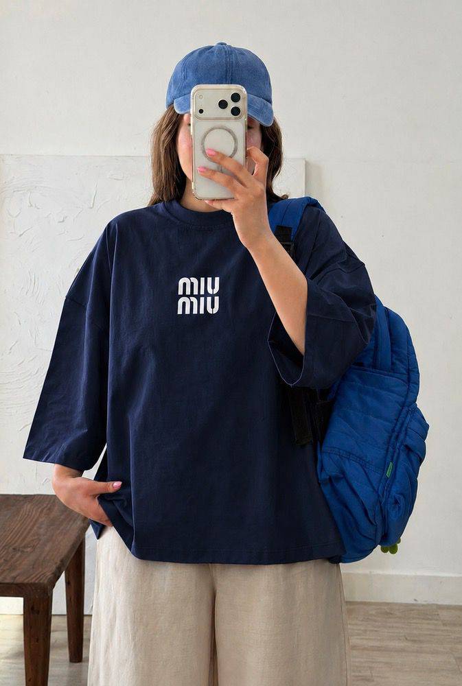 تیشرت باکسی MIU MIU جنس سوپر پنبه فری سایز