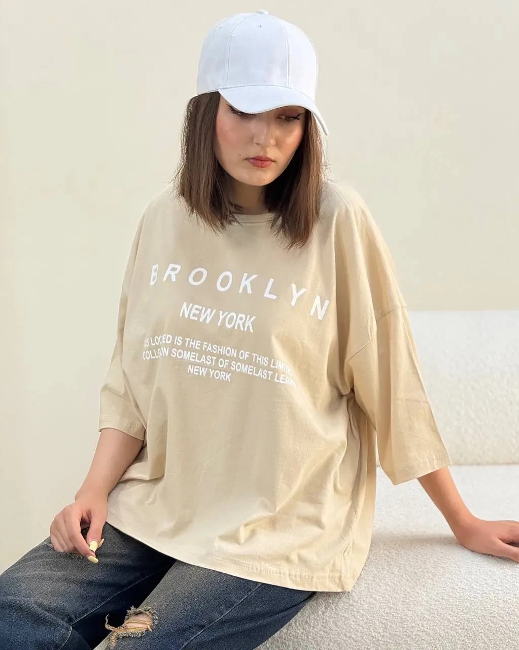 تیشرت باکسی BROOKLYN جنس سوپر پنبه فری سایز