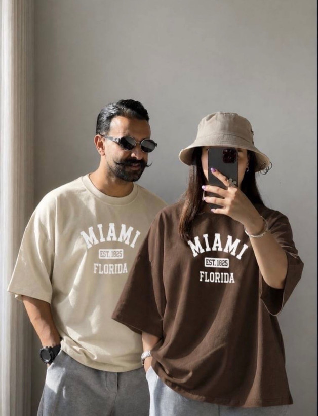 تیشرت باکسی اسپرت MIAMI جنس سوپر پنبه فری سایز