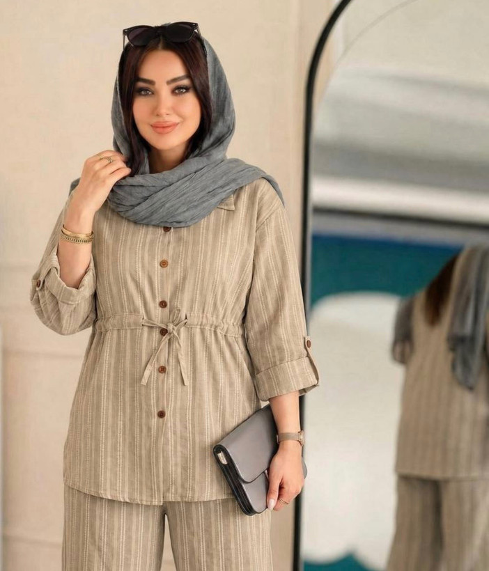 ست تیشرت شلوار چاما جنس شانتون کوک دوزی فری سایز