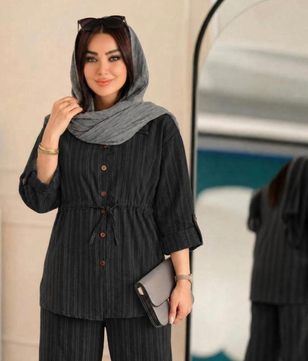 ست تیشرت شلوار چاما جنس شانتون کوک دوزی فری سایز