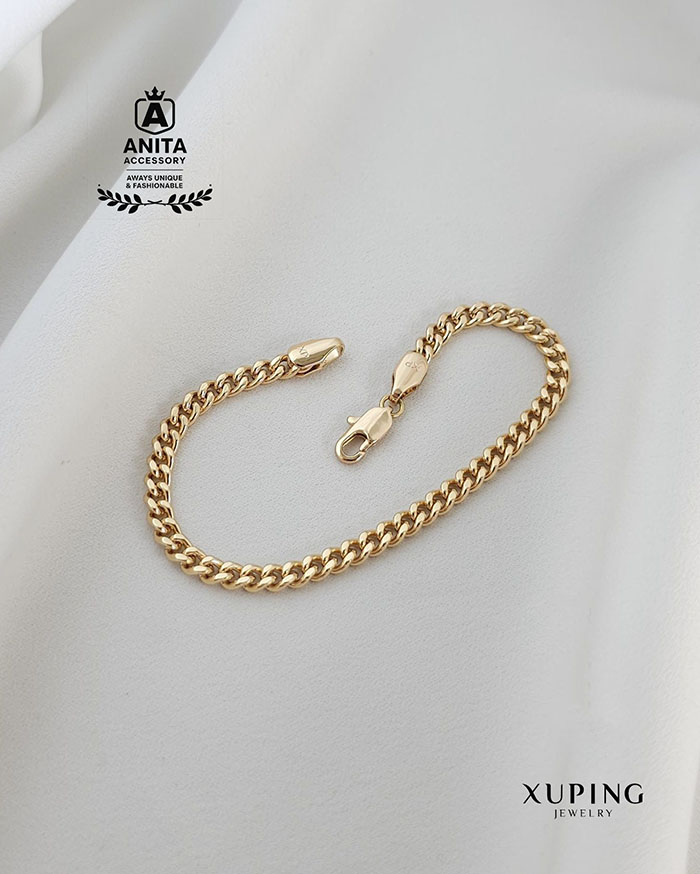 دستبند کارتیر 4mm ژوپینگ،رنگ ثایت،ضد حساسیت،مشابه طلا،شیک و مجلسی،برند معتبر ژوپینگ