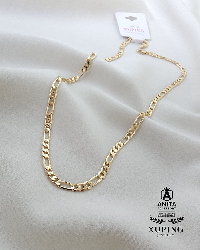 زنجیر فیگارو 5mm مشابه طلا ژوپینگ 45 سانتی،رنگ ثابت،بسیار پرطرفدار،ضد حساسیت،برند معتبر ژوپینگ