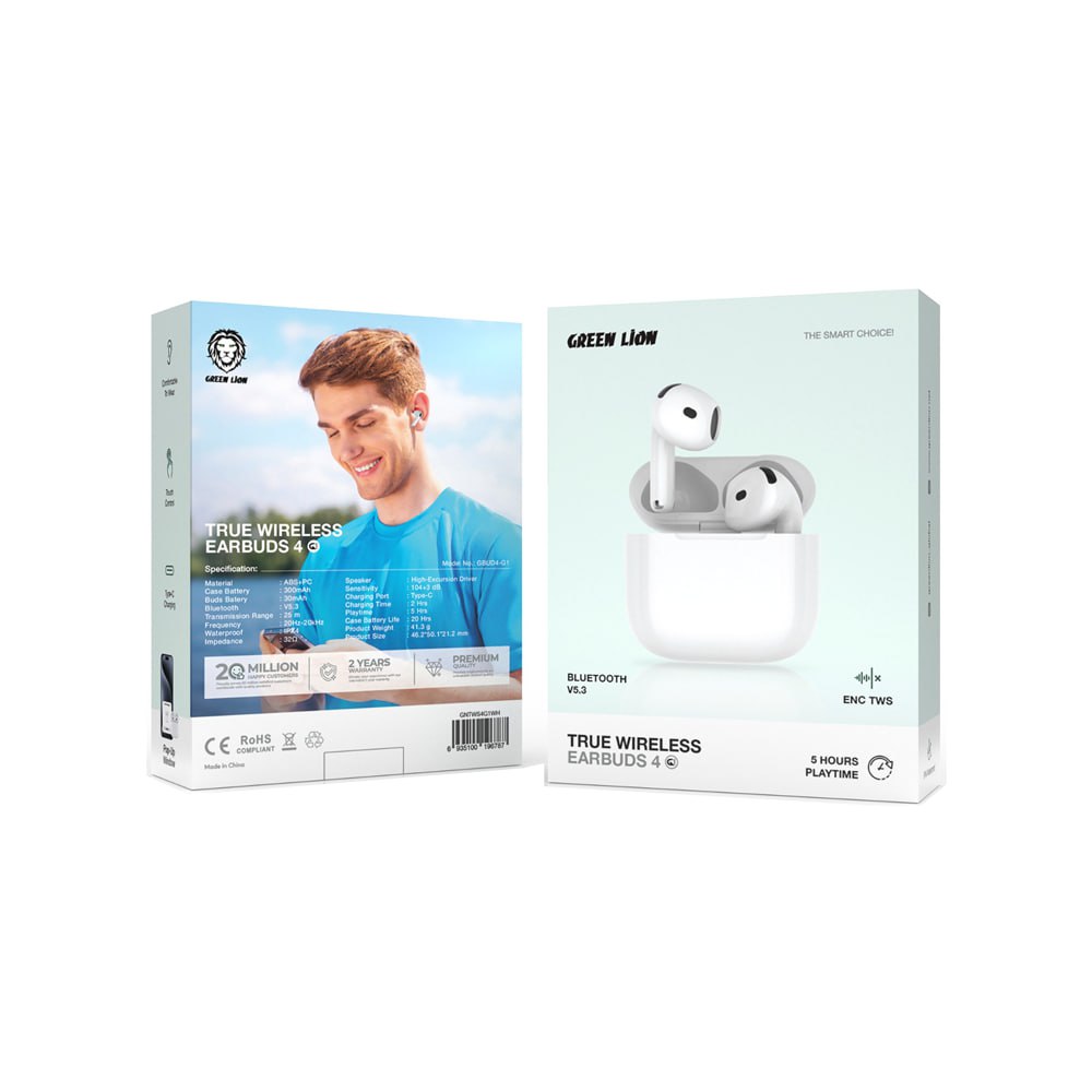 نمای اصلی محصول و طراحی کلی هندزفری گرین لاین مدل EARBUDS 4 G1 | هدفون و هندزفری | خرید آنلاین