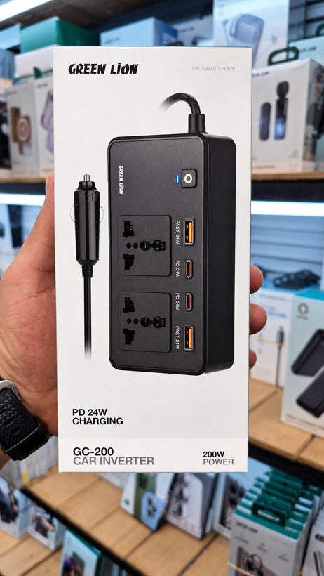 نمای اصلی محصول و طراحی کلی اینورتر گرین لاین مدلGC-200 car inverter | گجت و لوازم الکترونیکی | خرید آنلاین