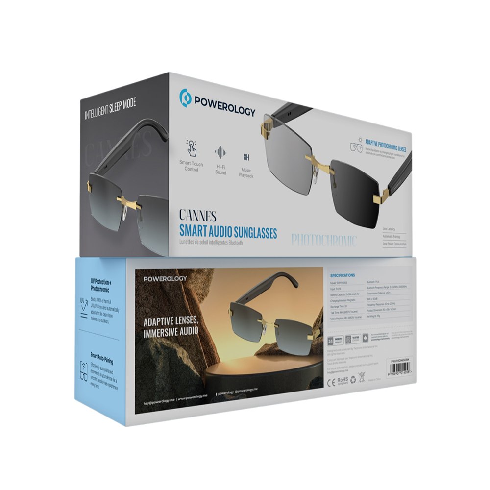 جزئیات طراحی و کیفیت ساخت محصول عینک آفتابی فتوکرومیک هوشمند پاورولوژی Powerology Cannes Smart Audio Sunglasses | گجت و لوازم الکترونیکی | خرید آنلاین