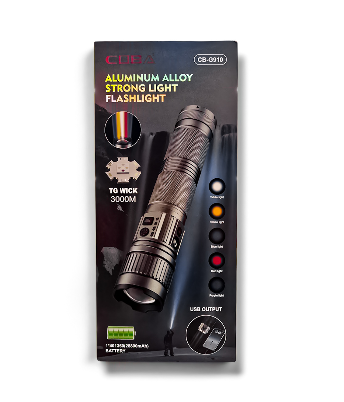 نمای پشت و بخش‌های قابل مشاهده محصول چراغ قوه کوبا 5 نوع نور TG WICK 3000M COBA CB-G910 +UV | گجت و لوازم الکترونیکی | خرید آنلاین