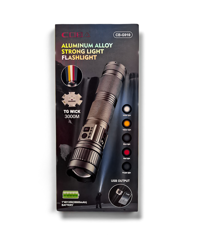 نمای پشت و بخشهای قابل مشاهده محصول چراغ قوه کوبا 5 نوع نور TG WICK 3000M COBA CB-G910 +UV | گجت و لوازم الکترونیکی | خرید آنلاین