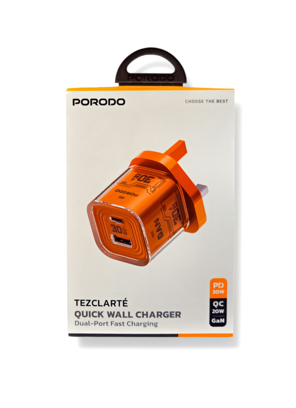 نمای پشت و بخشهای قابل مشاهده محصول شارژر دیواری 30وات پرودو مدل Tezclarte Dual-Port PDFWCH101 | شارژر و لوازم شارژ | خرید آنلاین