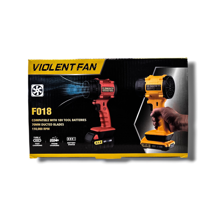 جزئیات طراحی و کیفیت ساخت محصول جت فن شارژی ویولنت مدل F018 با موتور ۱۱۰ هزار دور | شارژر و لوازم شارژ | خرید آنلاین