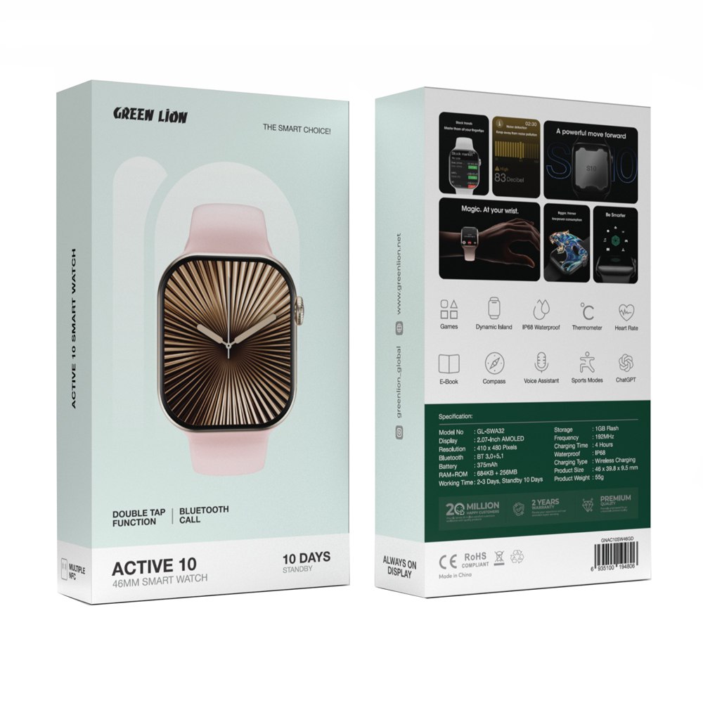 نمای نزدیک از جزئیات و ساختار محصول ساعت هوشمند گرین لاین مدل green lion active 10 4۶MM | گجت هوشمند | خرید آنلاین