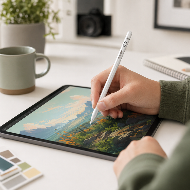 نمای جانبی و ابعاد ظاهری محصول قلم لمسی گرین لاین مدل Universal Pencil 2 | گجت و لوازم الکترونیکی | خرید آنلاین