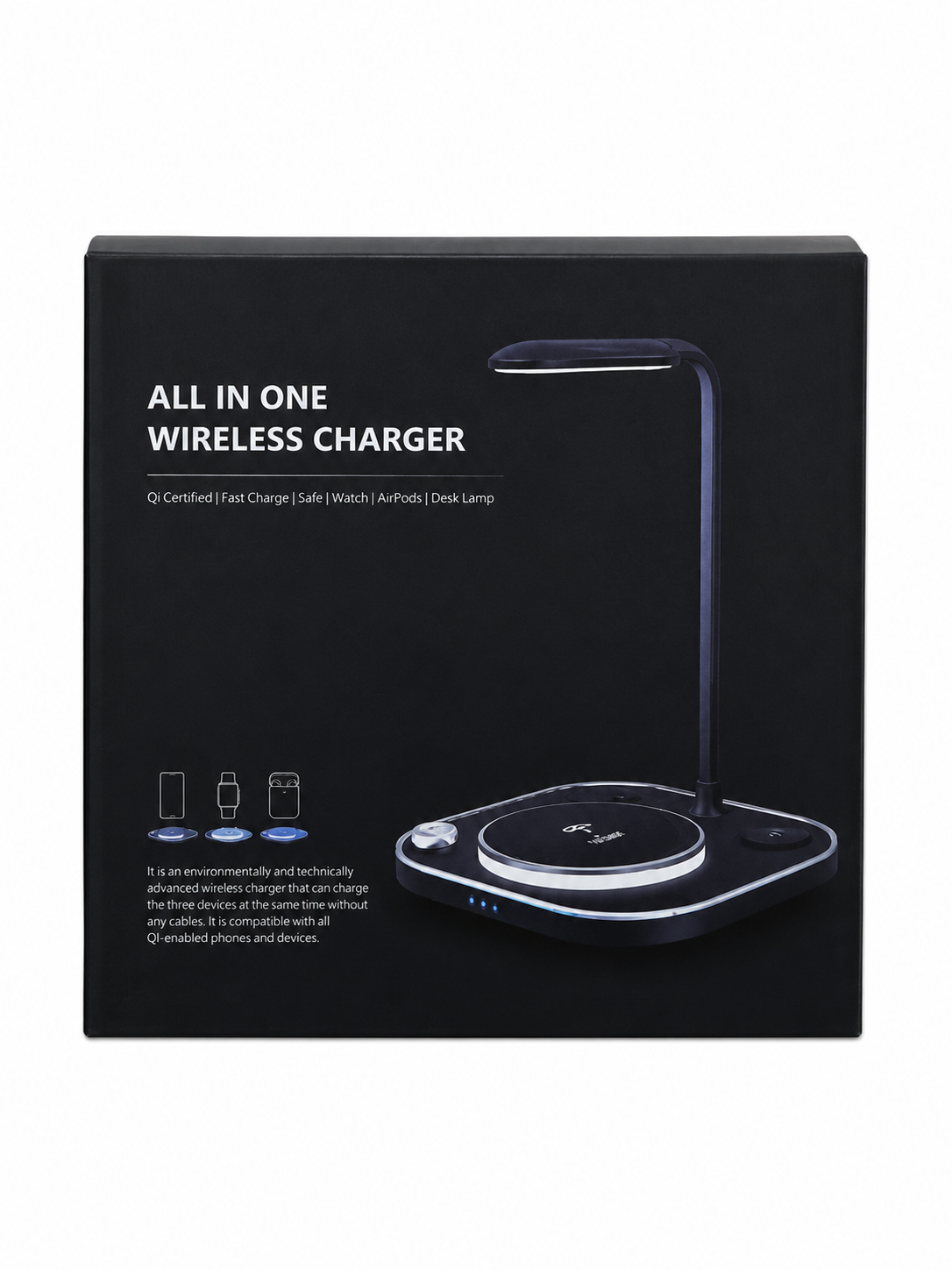 نمای نزدیک از جزئیات و ساختار محصول شارژر بیسیم چندکاره All In One Wireless Charger & Desk Lamp | شارژر و لوازم شارژ | خرید آنلاین