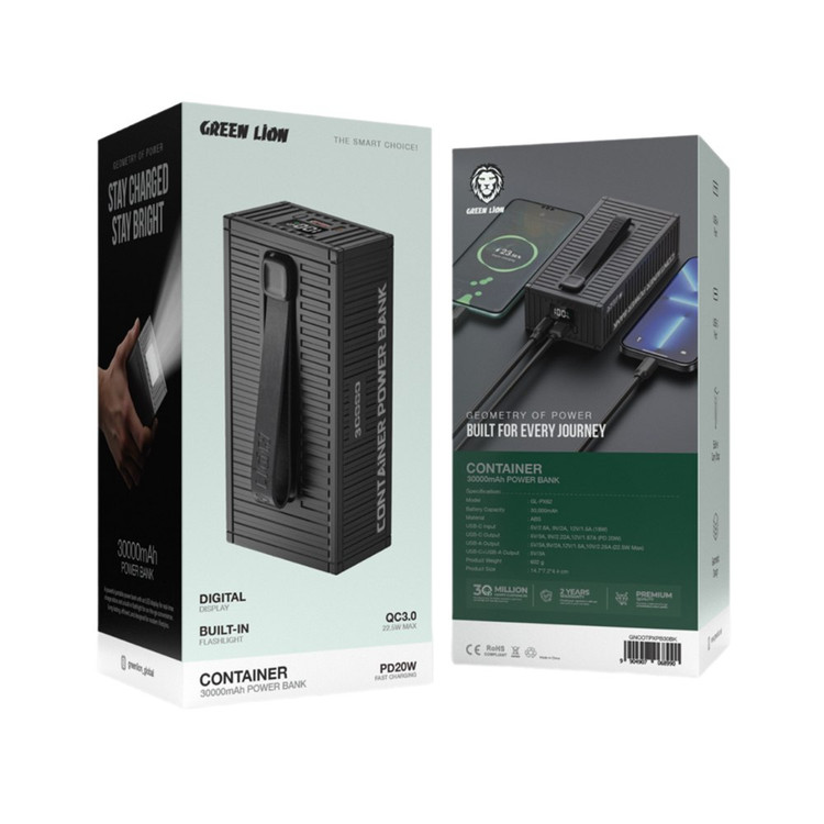 جزئیات طراحی و کیفیت ساخت محصول پاوربانک گرین لاین مدل GL-PX62 ظرفیت ۳۰ هزار با توان ۲۲.۵ وات | پاوربانک | خرید آنلاین