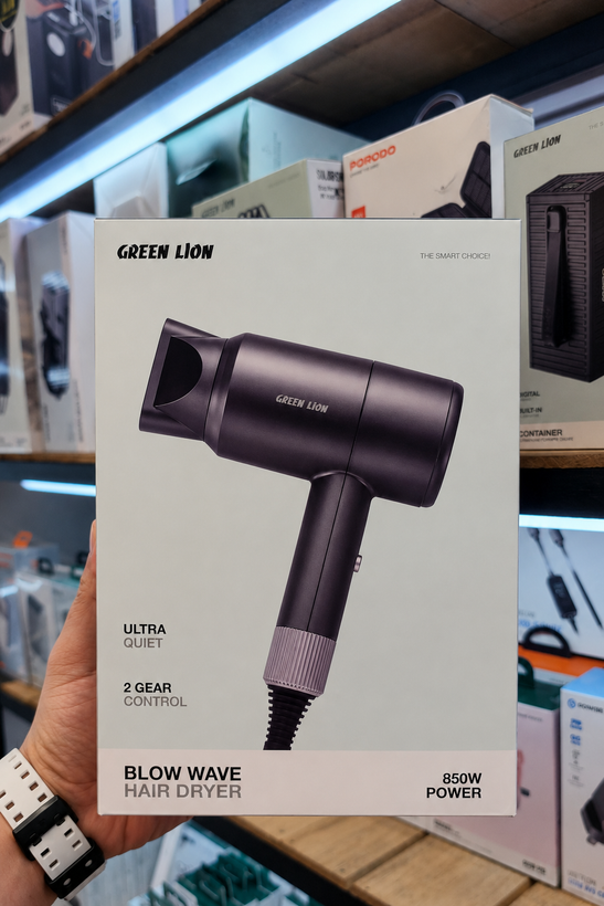 نمای بستهبندی و ارائه محصول سشوار گرین لاین مدل Blow Wave ظرفیت 850 وات - رنگ خاکستری | گجت و لوازم الکترونیکی | خرید آنلاین