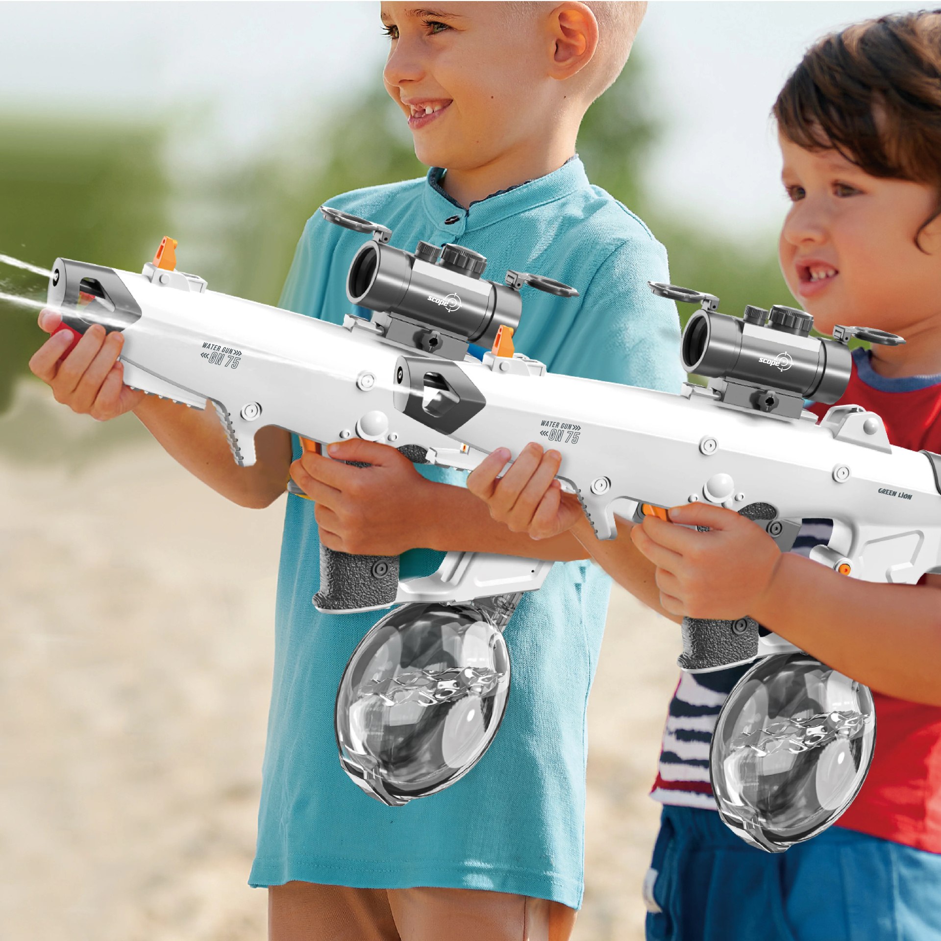 نمای اصلی محصول و طراحی کلی تفنگ آبپاش شارژی گرین لاین مدل GN75 Electric Water Gun | شارژر و لوازم شارژ | خرید آنلاین