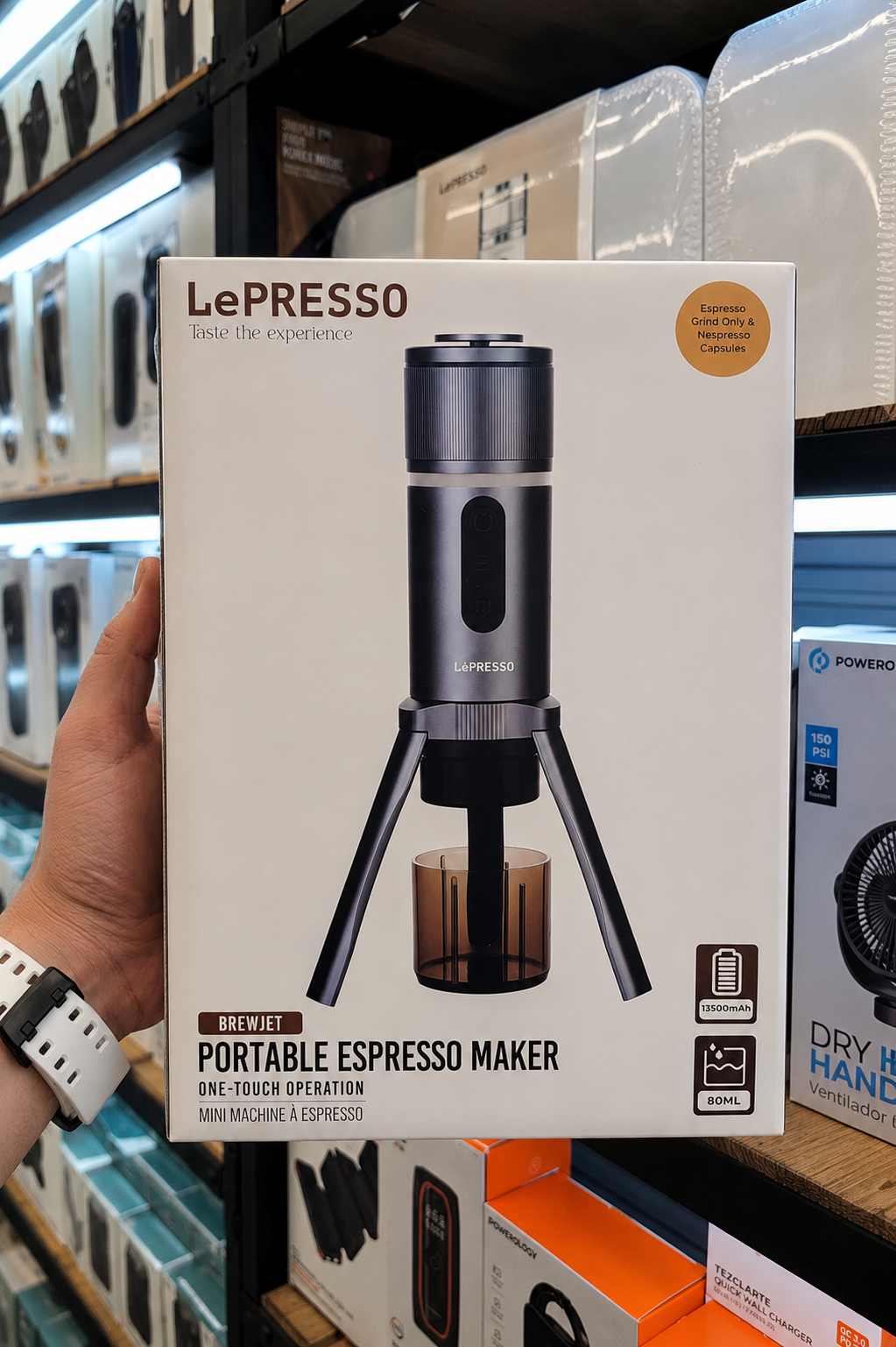 نمای بستهبندی و ارائه محصول اسپرسوساز قابل حمل لپرسو Brewjet مدل LPPECFFMGY | لوازم جانبی موبایل | خرید آنلاین