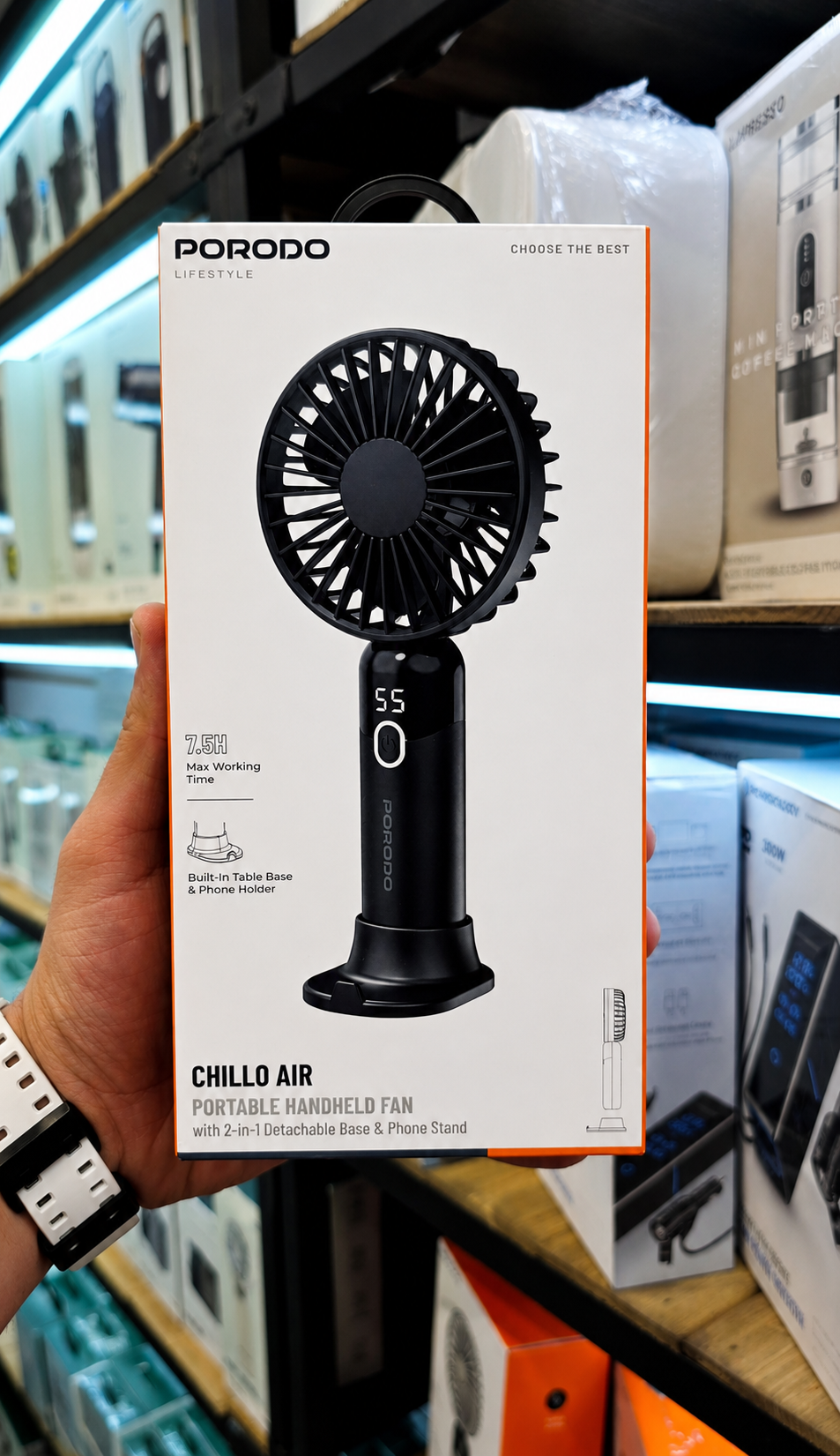 نمای پشت و بخشهای قابل مشاهده محصول پنکه دستی و رومیزی پرودو مدل Chillo Air | گجت و لوازم الکترونیکی | خرید آنلاین