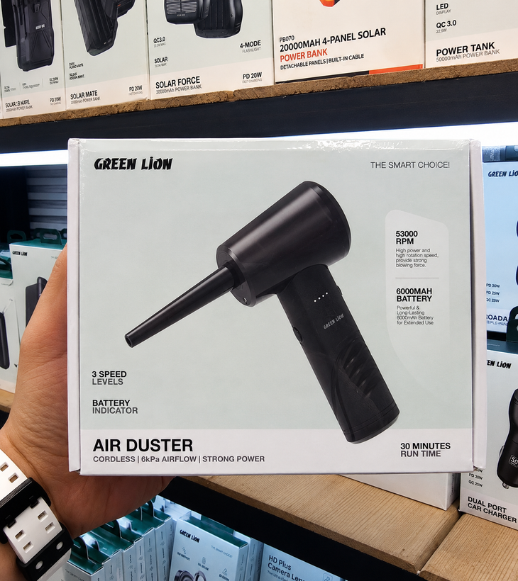 جزئیات طراحی و کیفیت ساخت محصول دمنده و گردگیر شارژی گرین لاین مدل Air Duster | شارژر و لوازم شارژ | خرید آنلاین