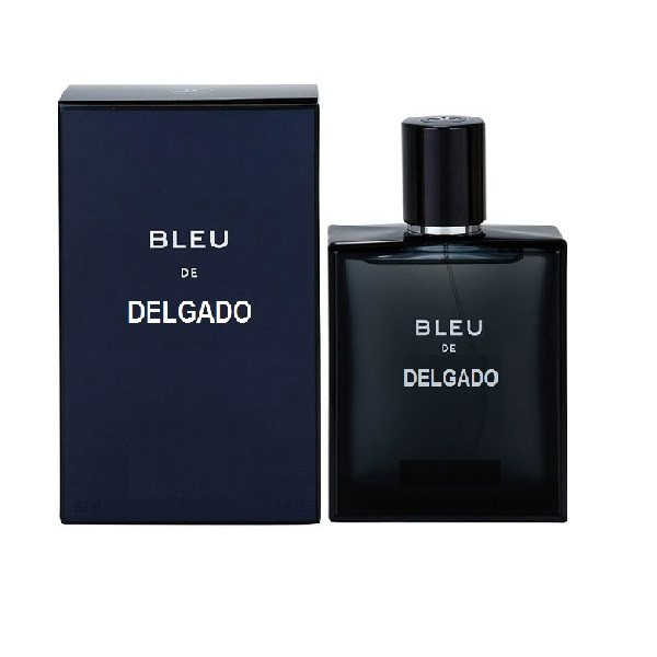 نمای کلی با تمرکز بر ظاهر و بستهبندی عطر جیبی مردانه دلگادو مدل blue de حجم 25 میلیلیتر