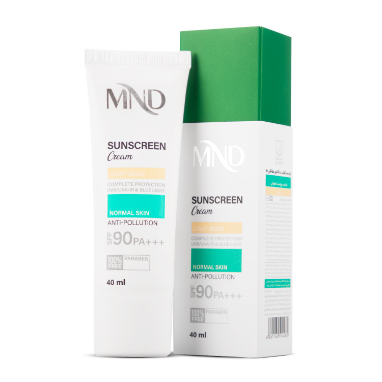 جزئیات طراحی و ویژگیهای قابل مشاهده کرم ضد آفتاب با فاکتور حفاظتی 90 (SPF 90) مناسب پوست نرمال بـژ روشن ام ان دی 40 میلیلیتر