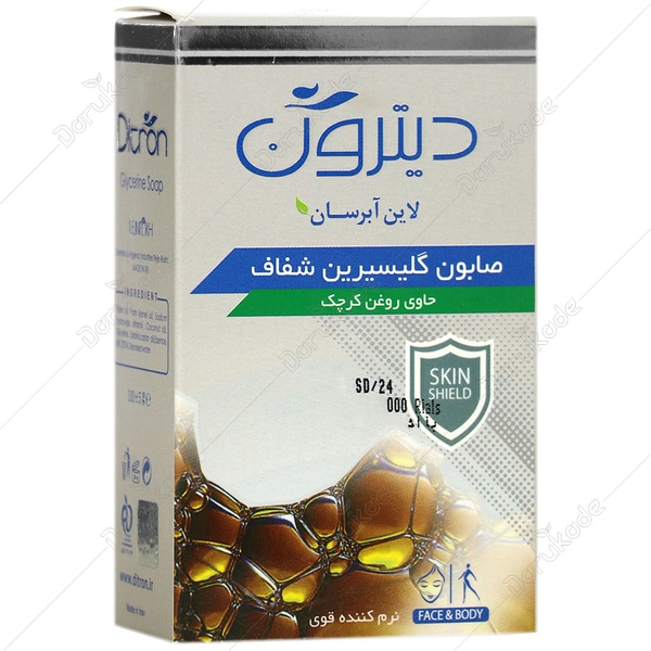 نمای کلی با تمرکز بر ظاهر و بسته‌بندی صابون گلیسیرینه شفاف Glycerine Transparent Soap
