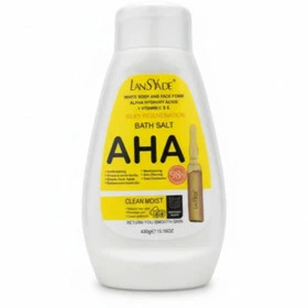 جزئیات طراحی و ویژگیهای قابل مشاهده نمک و اسکراب بدن AHA لنسیاد (روشن کننده و سفیدکننده پوست) وزن 430 گرم