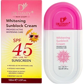 فرم بسته‌بندی و ظاهر محصول در نمای معرفی تینت ضد آفتاب رنگی دکتر داوی Dr. Davey مدل 45 SPF حجم 100ml