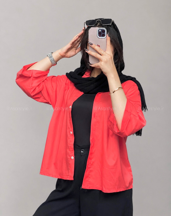 جزئیات دوخت و فرم محصول شومیز باکسی بیسیک رنگی کد ۱۱۳۴