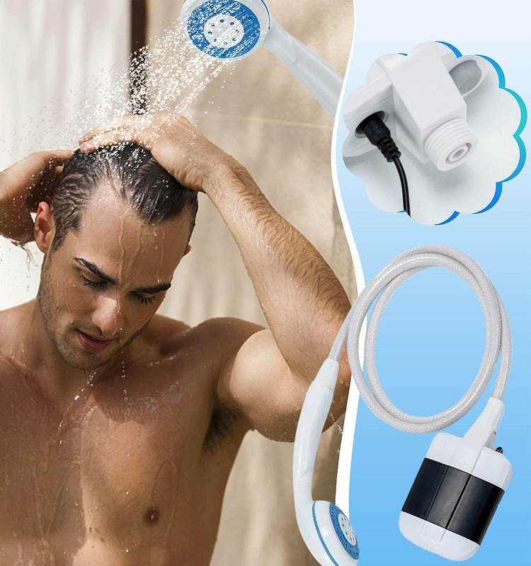 دوش شارژی قابلحمل Portable Outdoor در حال استفاده، سبک و مناسب کاربردهای روزمره