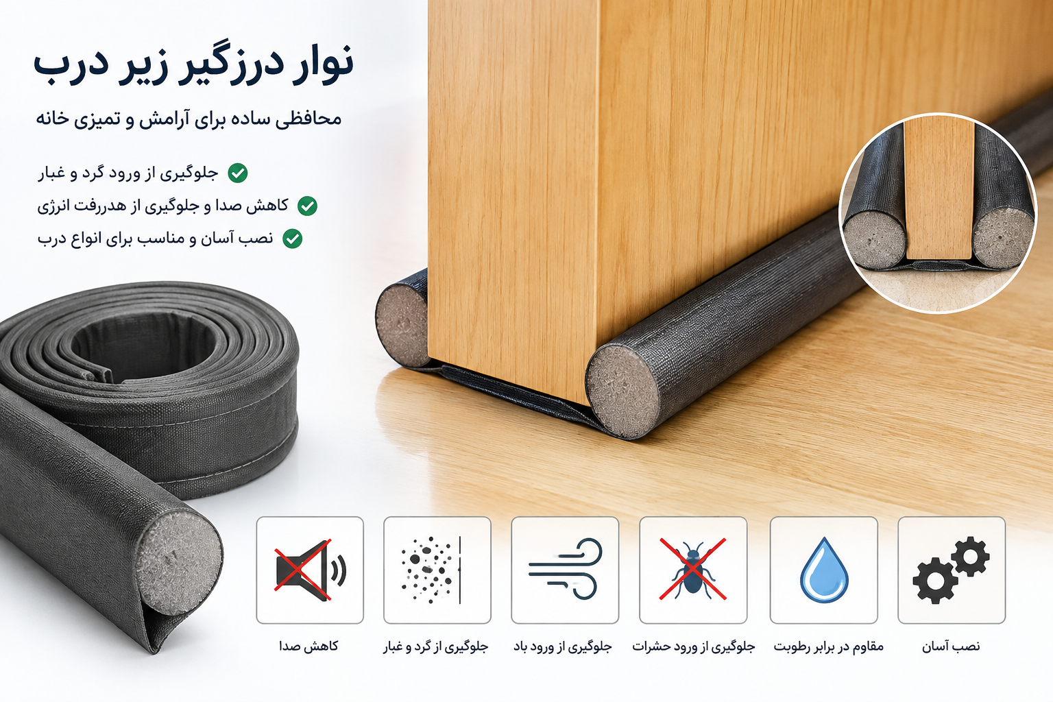 خرید نوار درزگیر زیر درب با با نمای کلی محصول و کیفیت ساخت مطلوب