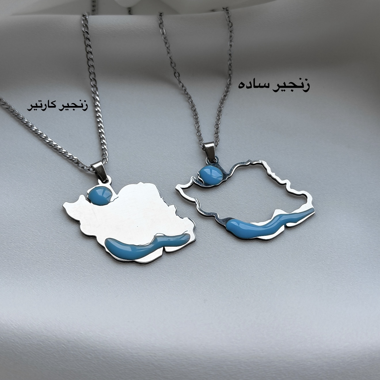 جزئیات کیفیت ساخت و متریال گردنبند نقشه ایران میناکاری(توضیحات مهم) طرح شیک و زیبا در نمای نزدیک
