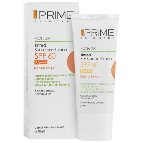 بافت و جنس کرم ضد آفتاب رنگی SPF60 پریم کیفیت بالا و ماندگار در نمای نزدیک و کیفیت ساخت