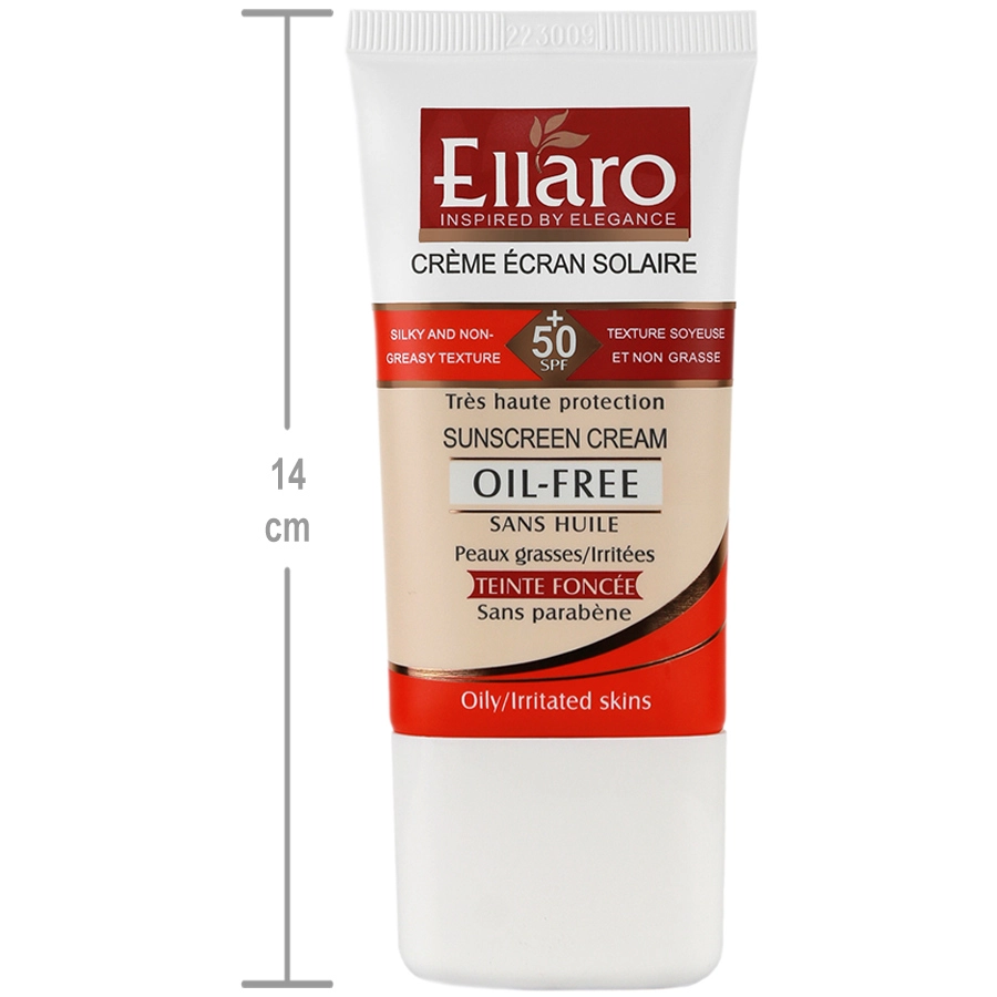 تصویر تخصصی کرم ضد آفتاب فاقد چربی SPF50 الارو کیفیت بالا و ماندگار با نمایش ویژگیها و جزئیات محصول