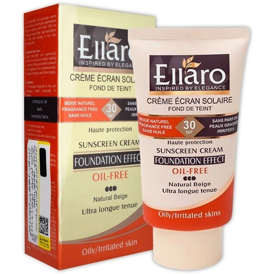 طراحی مدرن و بستهبندی اصلی کرم ضد آفتاب فاقد چربی پوشش کرم پودر SPF30 الارو کیفیت بالا و ماندگار در نمای کامل