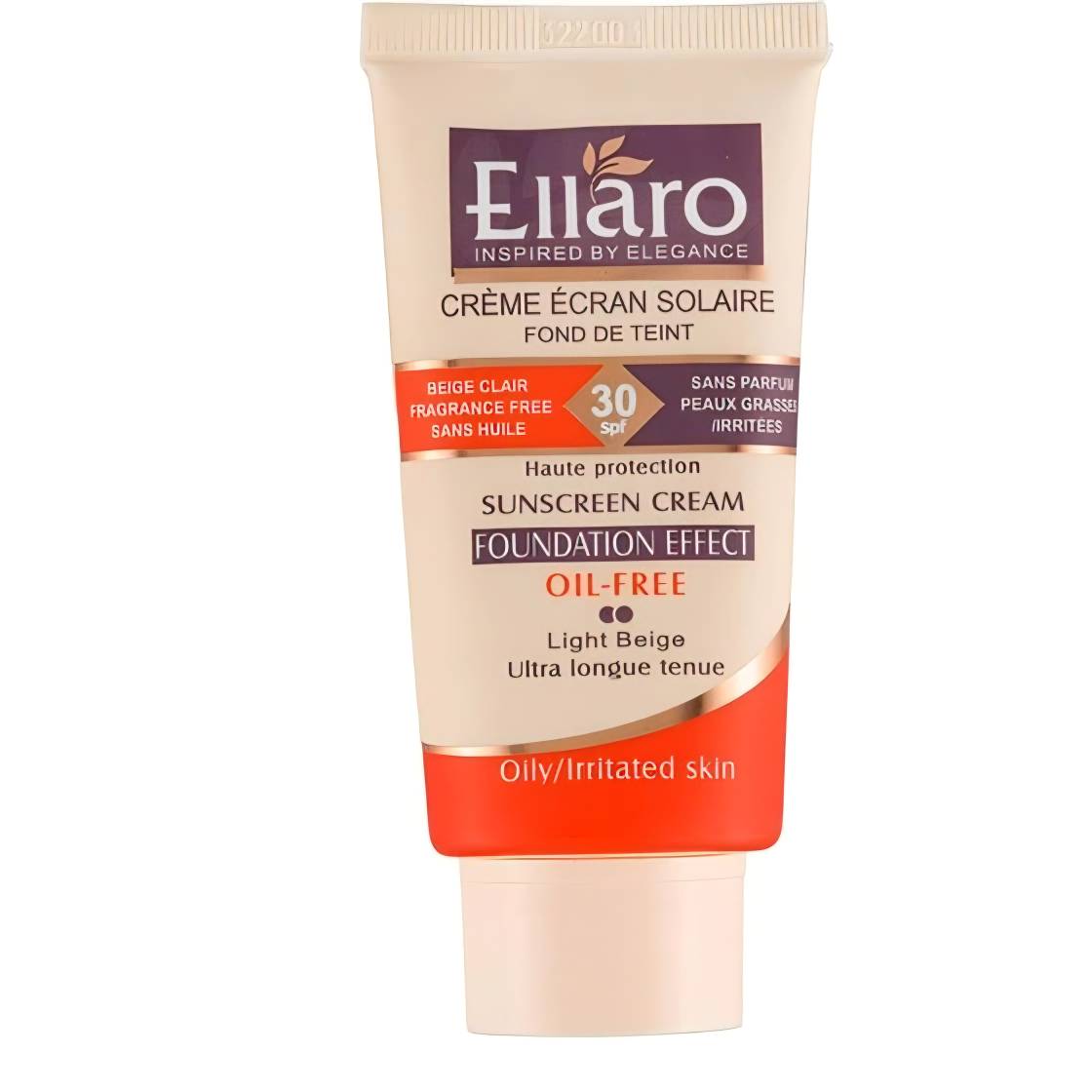 نمای کامل و بستهبندی کرم ضد آفتاب فاقد چربی پوشش کرم پودر SPF30 الارو کیفیت بالا و ماندگار با طراحی شیک و بهداشتی