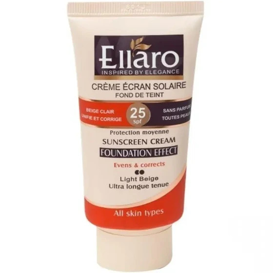 تصویر تخصصی کرم ضد آفتاب با پوشش کرم پودر SPF25 الارو کیفیت بالا و ماندگار با نمایش ویژگیها و جزئیات محصول