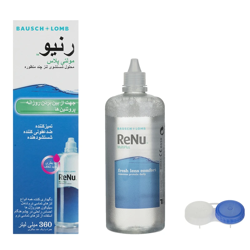 جزئیات دقیق و متریال محلول شستشوی لنز رنیو بهداشت و مراقبت شخصی در نمای ماکرو