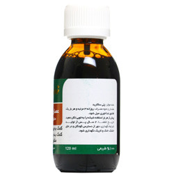 نمای پشت و جزئیات طراحی شربت گل ختمی زرد بند کیفیت و اصالت تضمینی با کیفیت بالا