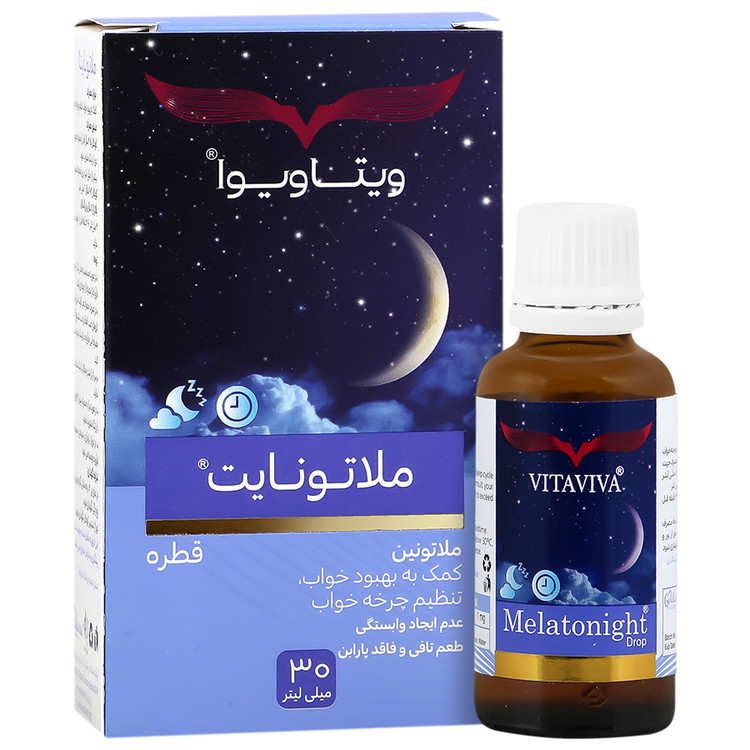 نمای پشت و جزئیات طراحی ملاتونایت 30 میلی لیتر ویتاویوا کیفیت و اصالت تضمینی با کیفیت بالا