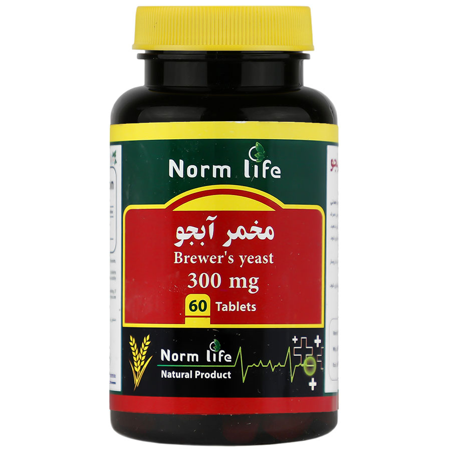 نمای پشت و جزئیات طراحی مخمر آبجو 300 میلی گرم نورم لایف کیفیت و اصالت تضمینی با کیفیت بالا