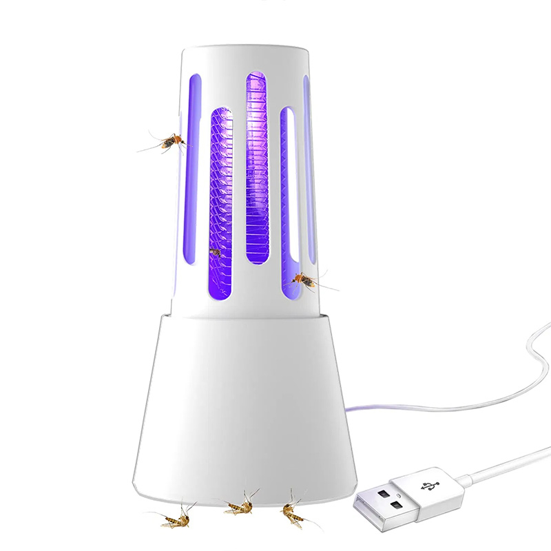 نمای کامل حشره کش چراغ دار و usb مدل A19 همراه با بستهبندی اصلی و جزئیات محصول